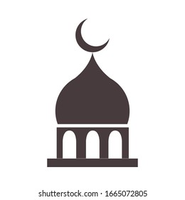 mosque moon temple ramadan arabic islamic celebration vector illustration silhouette style icon