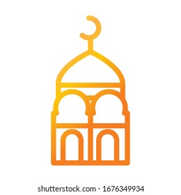 mosque moon temple ramadan arabic islamic celebration vector illustration gradient line icon