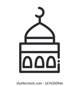 mezquita templo luna ramadan celebración árabe islámica ilustración estilo línea icono