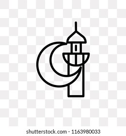 Mosque and Moon vector icon isolated on transparent background, Mosque and Moon logo concept