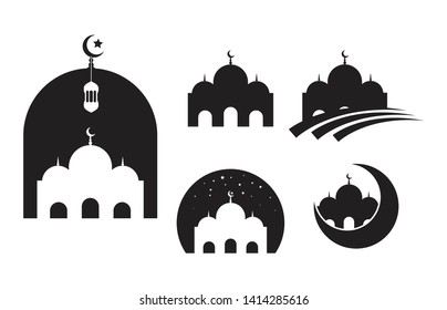 Mosque Moslem icon vector Illustration design template. mosque logo 