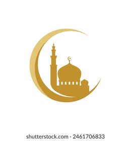 Mezquita Moslem icono de diseño de Ilustración vectorial Plantilla