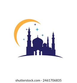 Mezquita Moslem icono de diseño de Ilustración vectorial Plantilla