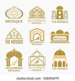 The Mosque. Muhammad Mosque. Logo templates for islamic holidays.