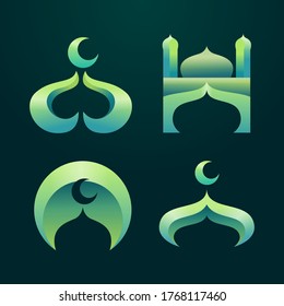 Mosque Muslim Abstract Gradient Logo Collection Set Pack