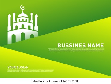 Mosque Muslim Icon Simple Background vector Illustration design template. Eid Mubarak Greeting Card