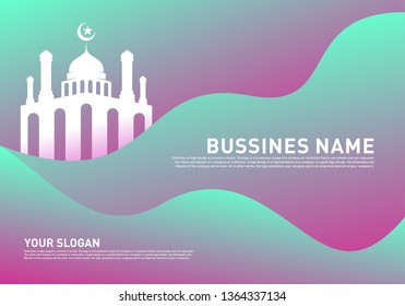 Mosque Muslim Icon Simple Background vector Illustration design template. Eid Mubarak Greeting Card