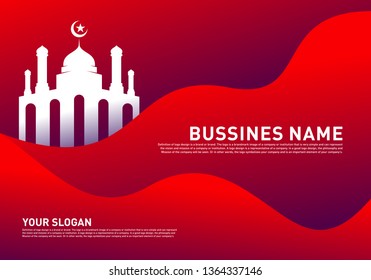 Mosque Muslim Icon Simple Background vector Illustration design template. Eid Mubarak Greeting Card