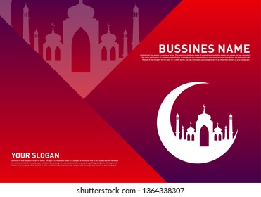 Mosque Muslim Icon Simple Background vector Illustration design template. Eid Mubarak Greeting Card
