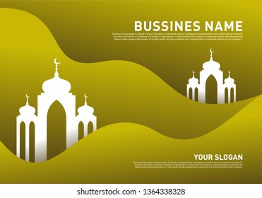 Mosque Muslim Icon Simple Background vector Illustration design template. Eid Mubarak Greeting Card