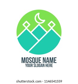 mosque, muslim, islam and abstract concept. logo, icon, idea, symbol and brand for company, corporate, foundation, business, startup and enterprise