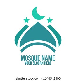 mosque, muslim, islam and abstract concept. logo, icon, idea, symbol and brand for company, corporate, foundation, business, startup and enterprise
