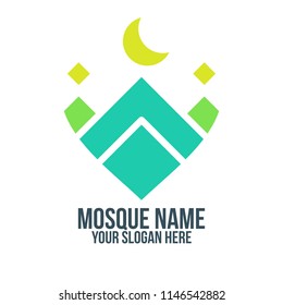 mosque, muslim, islam and abstract concept. logo, icon, idea, symbol and brand for company, corporate, foundation, business, startup and enterprise
