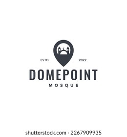 mosque muslim prayers dome place point logo design vector icon illustration
