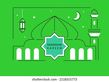 mosque at night during the month of Ramadan this year, vector illustration