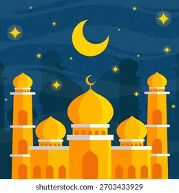 Modelo de design de ilustração de vetor noturno de mesquita