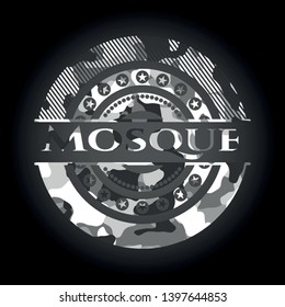 Mosque on grey camouflaged pattern