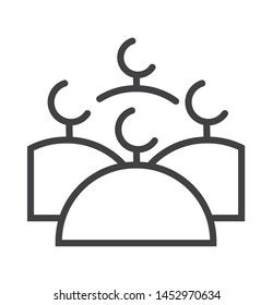 mosque on madinah icon with thin line style use for islamic event, web, print or pictogram assets. hajj, umrah, ramadhan kareem, ied mubarak - line vector.
