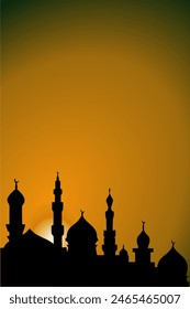 Mosque on Sunset Background (EPS Vector)