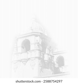 mosque on white background with copy space for text
