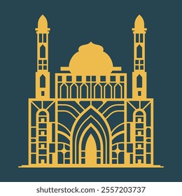 Mosque Ornate with cubism and art deco style Collection great for decoration greeting card and cutting sticker