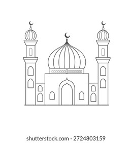 Esquema de la mezquita con cúpula y minaretes