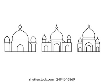 Mosque outline line art vector illustration.