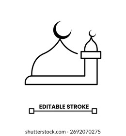 mesquita no estilo de estrutura de tópicos ícone de linha de traçado editável ilustração de vetor