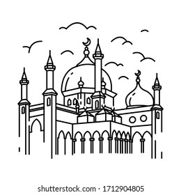 diseño de icono de ilustración vectorial de contorno de mezquita