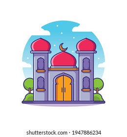 Mosque palace cartoon icon illustration