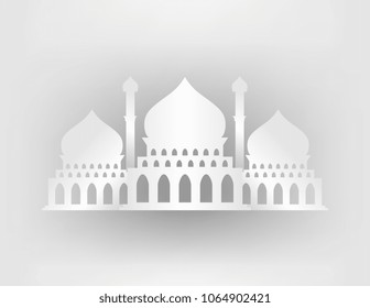 Mosque Paper art. Monochrome colors. Eps 10 Vector Illustration.