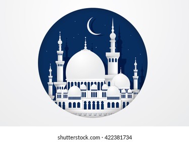 mosque paper cutting vector/illustration