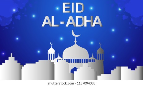 Mosque Paper Effect Special Eid Al Adha Mubarak Vector Illustration EPS 10