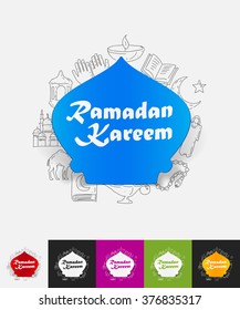 mosque paper sticker with hand drawn elements