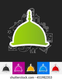 mosque paper sticker with hand drawn elements
