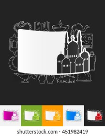 mosque paper sticker with hand drawn elements