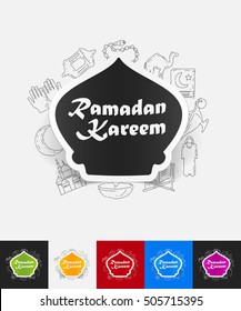 mosque paper sticker with hand drawn elements