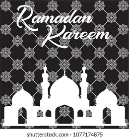 Mosque in pattern background. Ramadan Kareem 