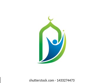 Mosque and People Logo Template, Icon, Symbol