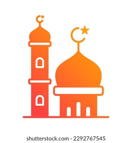 mezquita con religión de hitos gradiente islámico icono de botón ilustración vectorial