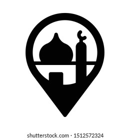 Mosque pin location icon - Glyph style