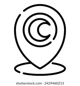 Mosque Pin Location Simple Line Icon Logo Symbol	