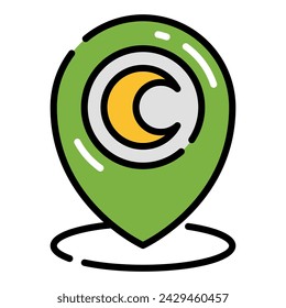 Mosque Pin Location Simple Line Icon Logo Symbol	