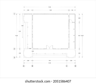 mosque plan for muslim place of worship, drawn with black lines and white background