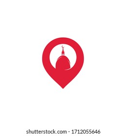 Mosque Point Logo Design Template. Mosque location icon design.