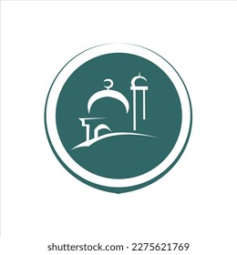diseño del logo del vector del arte de la mezquita para la oración