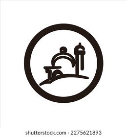 diseño del logo del vector del arte de la mezquita para la oración