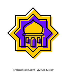 mosque profile avatar islamic icon button vector illustration