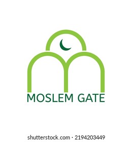 Mosque with Quran and crescent  Islamic schoolar logo design vector