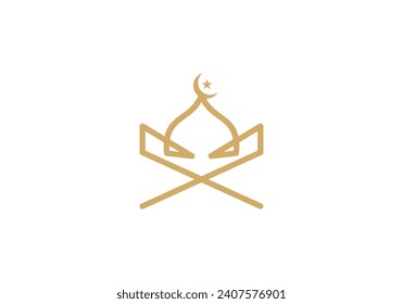 mosque and quran logo, islam symbol icon design